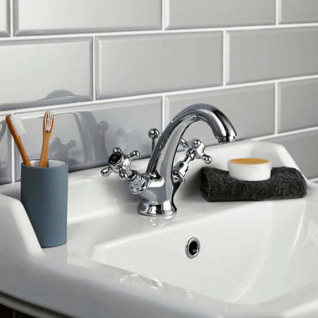 Hudson Reed Topaz Crosshead Basin Mixer Tap & Waste BC405HX LS3