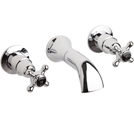 Hudson Reed Topaz Crosshead 3-Hole Wall Mounted Basin Mixer Tap Chrome BC417DX