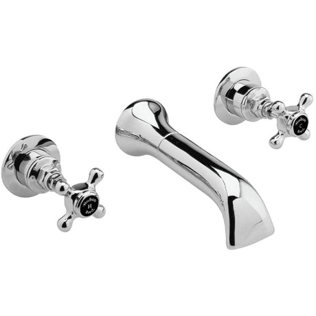Hudson Reed Topaz Crosshead 3-Hole Wall Mounted Basin Mixer Tap Chrome BC417HX