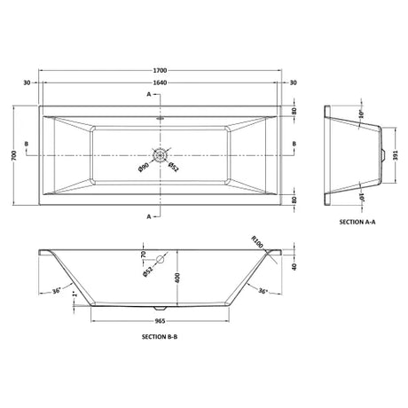 Nuie Asselby Square Double Ended Eternalite Acrylic Bath White BDE006 LD