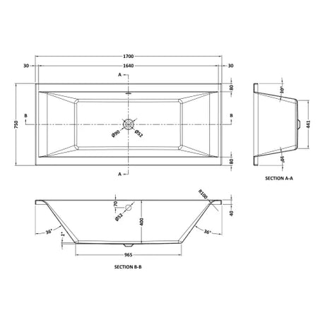 Nuie Asselby Square Double Ended Eternalite Acrylic Bath White BDE007 LD