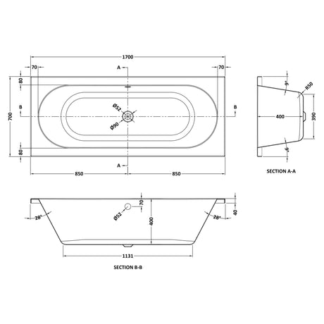 Nuie Otley Round Double Ended Eternalite Acrylic Bath White BDE009 LD