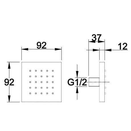 Hudson Reed Square Tile Body Jet 92x92mm Chrome BDJ002 LD