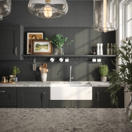 Nuie Belfast Ceramic 1.0 Bowl Kitchen Sink 795 x 460 x 245mm Without Waste -  White BE10032 LS2