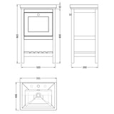 Old London Bexley 500mm Freestanding Vanity Unit & Basin, 1 Drawer Pure White BEX123B LD