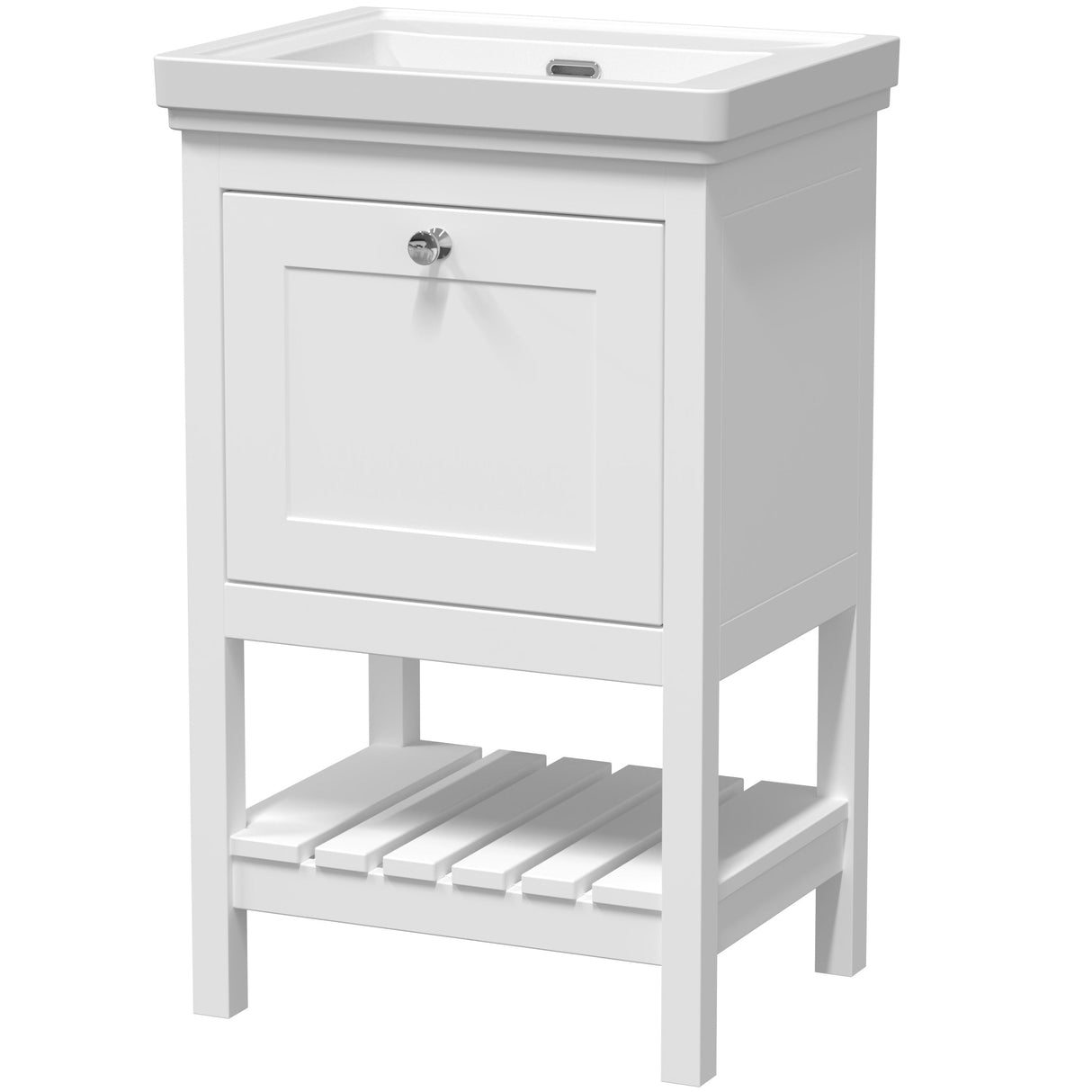 Old London Bexley 500mm Freestanding Vanity Unit & Basin, 1 Drawer Pure White BEX123H