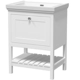 Old London Bexley 600mm Freestanding Vanity Unit & Basin, 1 Drawer Pure White BEX125H