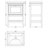 Old London Bexley 600mm Freestanding Vanity Unit & Basin, 1 Drawer Pure White BEX125H LD