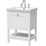 Old London Bexley 600mm Freestanding Vanity Unit & Basin, 1 Drawer Pure White BEX125M