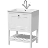 Old London Bexley 600mm Freestanding Vanity Unit & Basin, 1 Drawer Pure White BEX125P