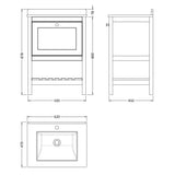 Old London Bexley 600mm Freestanding Vanity Unit & Basin, 1 Drawer Pure White BEX125WS1 LD