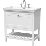 Old London Bexley 800mm Freestanding Vanity Unit & Basin, 1 Drawer Pure White BEX127B