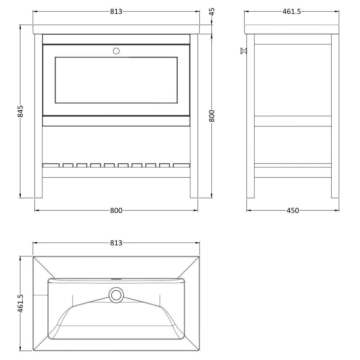 Old London Bexley 800mm Freestanding Vanity Unit & Basin, 1 Drawer Pure White BEX127K LD