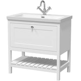 Old London Bexley 800mm Freestanding Vanity Unit & Basin, 1 Drawer Pure White BEX127L