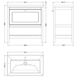 Old London Bexley 800mm Freestanding Vanity Unit & Basin, 1 Drawer Pure White BEX127L LD