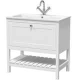 Old London Bexley 800mm Freestanding Vanity Unit & Basin, 1 Drawer Pure White BEX127P