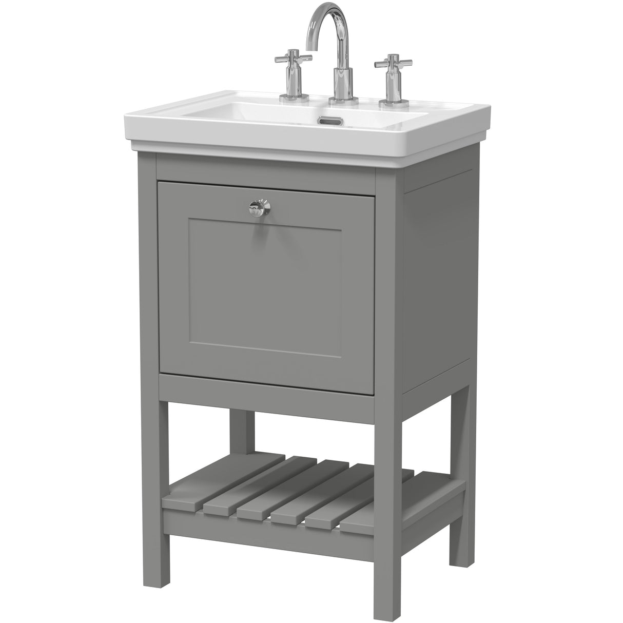 Old London Bexley 500mm Freestanding Vanity Unit & Basin, 1 Drawer Cool Grey BEX223B