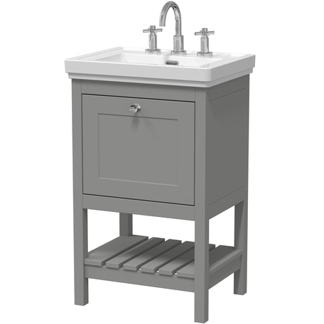 Old London Bexley 500mm Freestanding Vanity Unit & Basin, 1 Drawer Cool Grey BEX223B