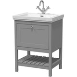 Old London Bexley 600mm Freestanding Vanity Unit & Basin, 1 Drawer Cool Grey BEX225A