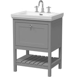 Old London Bexley 600mm Freestanding Vanity Unit & Basin, 1 Drawer Cool Grey BEX225B