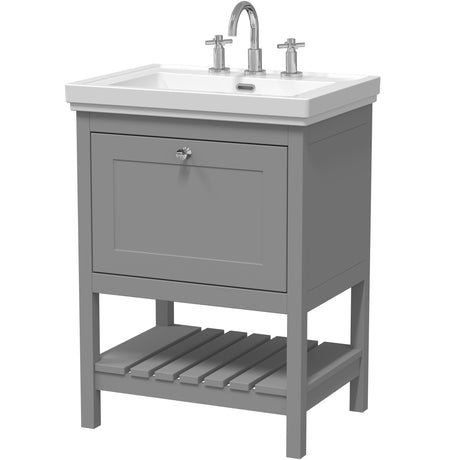 Old London Bexley 600mm Freestanding Vanity Unit & Basin, 1 Drawer Cool Grey BEX225B
