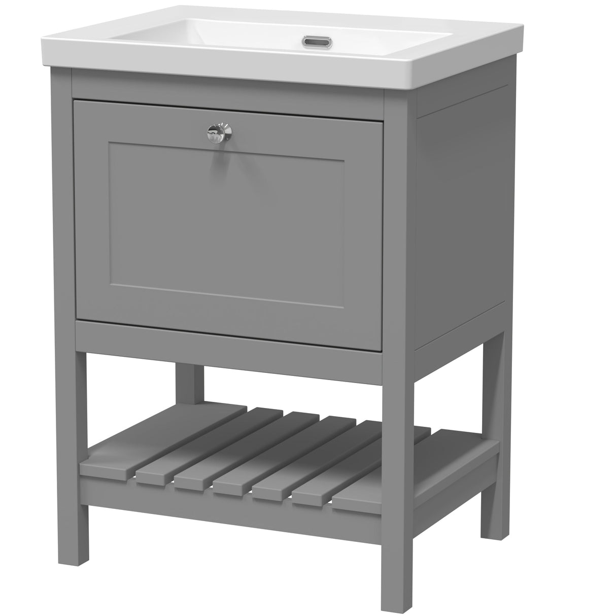 Old London Bexley 600mm Freestanding Vanity Unit & Basin, 1 Drawer Cool Grey BEX225K