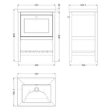 Old London Bexley 600mm Freestanding Vanity Unit & Basin, 1 Drawer Cool Grey BEX225K LD
