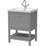 Old London Bexley 600mm Freestanding Vanity Unit & Basin, 1 Drawer Cool Grey BEX225L