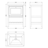 Old London Bexley 600mm Freestanding Vanity Unit & Basin, 1 Drawer Cool Grey BEX225L LD
