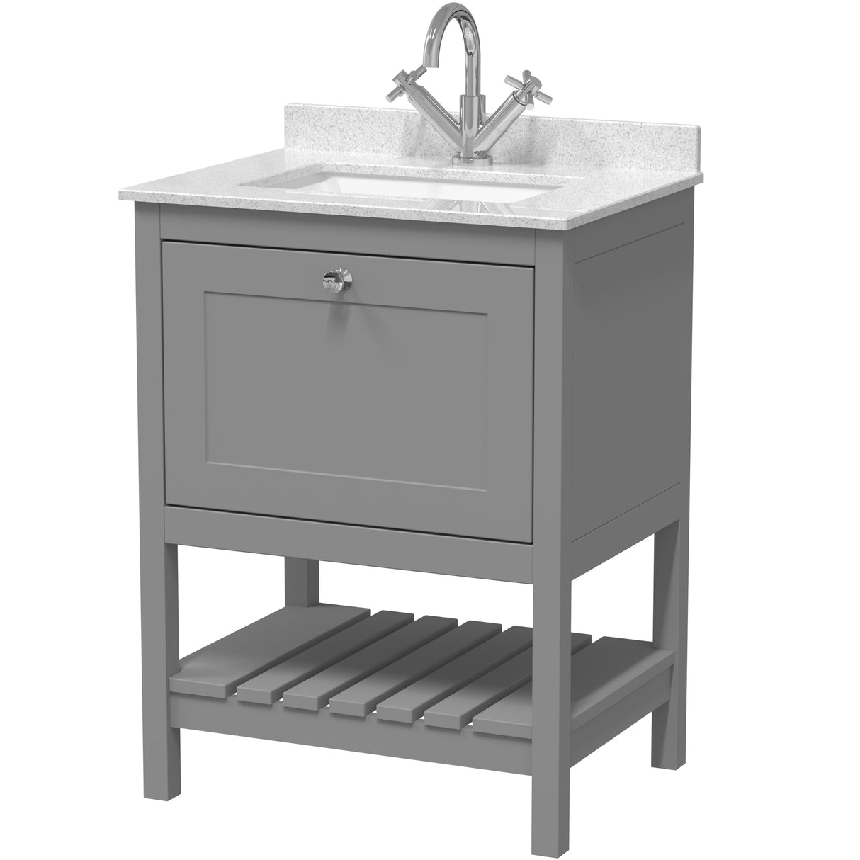 Old London Bexley 600mm Freestanding Vanity Unit & Basin, 1 Drawer Cool Grey BEX225WS1