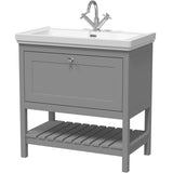 Old London Bexley 800mm Freestanding Vanity Unit & Basin, 1 Drawer Cool Grey BEX227A