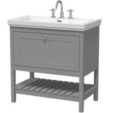 Old London Bexley 800mm Freestanding Vanity Unit & Basin, 1 Drawer Cool Grey BEX227B