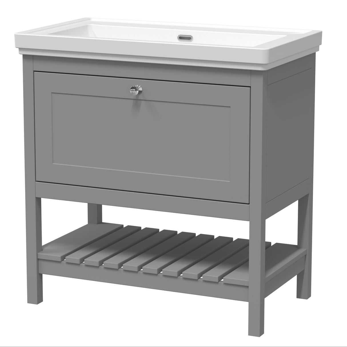 Old London Bexley 800mm Freestanding Vanity Unit & Basin, 1 Drawer Cool Grey BEX227H