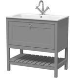 Old London Bexley 800mm Freestanding Vanity Unit & Basin, 1 Drawer Cool Grey BEX227P