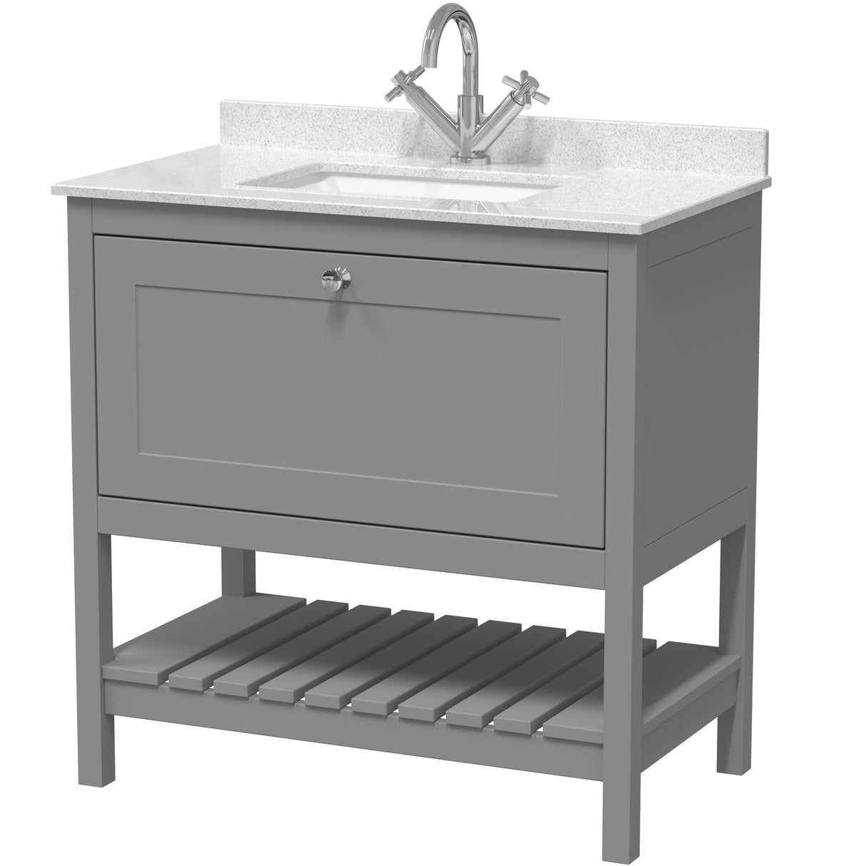 Old London Bexley 800mm Freestanding Vanity Unit & Basin, 1 Drawer Cool Grey BEX227WS1