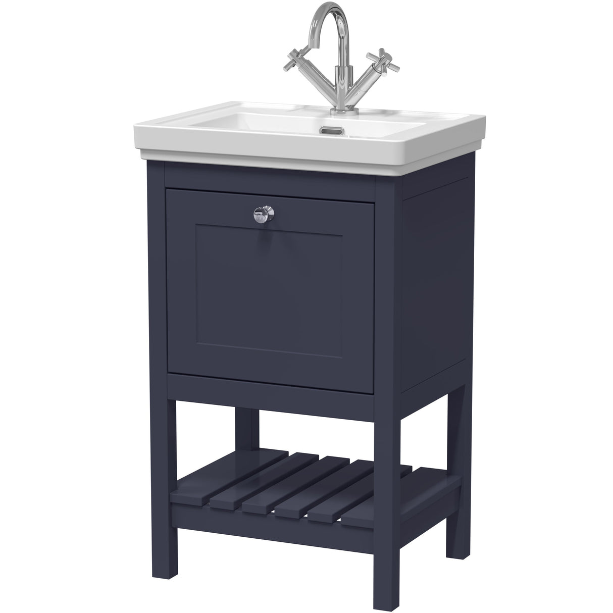 Old London Bexley 500mm Freestanding Vanity Unit & Basin, 1 Drawer Indigo Blue BEX323A