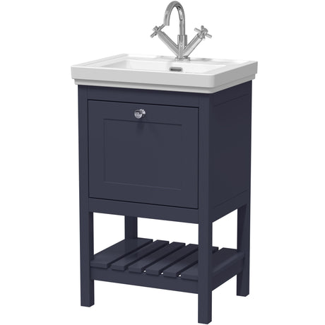 Old London Bexley 500mm Freestanding Vanity Unit & Basin, 1 Drawer Indigo Blue BEX323A