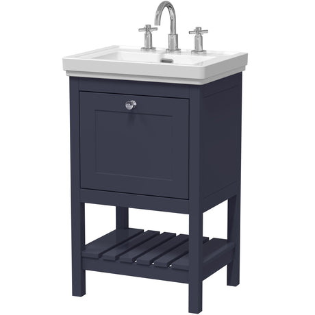 Old London Bexley 500mm Freestanding Vanity Unit & Basin, 1 Drawer Indigo Blue BEX323B