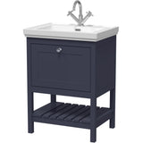 Old London Bexley 600mm Freestanding Vanity Unit & Basin, 1 Drawer Indigo Blue BEX325A