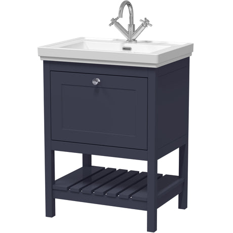 Old London Bexley 600mm Freestanding Vanity Unit & Basin, 1 Drawer Indigo Blue BEX325A