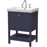 Old London Bexley 600mm Freestanding Vanity Unit & Basin, 1 Drawer Indigo Blue BEX325B