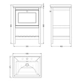 Old London Bexley 600mm Freestanding Vanity Unit & Basin, 1 Drawer Indigo Blue BEX325B LD