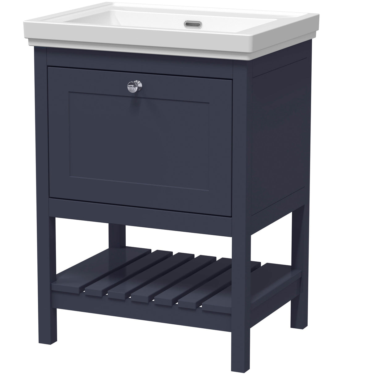 Old London Bexley 600mm Freestanding Vanity Unit & Basin, 1 Drawer Indigo Blue BEX325H