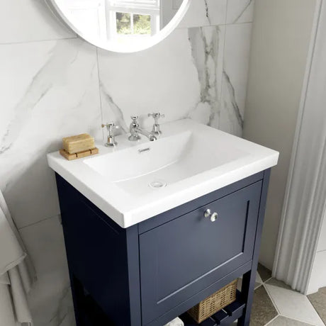 Old London Bexley 600mm Freestanding Vanity Unit & Basin, 1 Drawer Indigo Blue BEX325M LS1