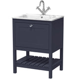 Old London Bexley 600mm Freestanding Vanity Unit & Basin, 1 Drawer Indigo Blue BEX325Q