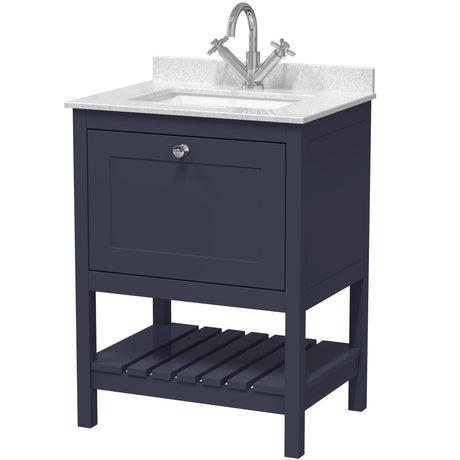 Old London Bexley 600mm Freestanding Vanity Unit & Basin, 1 Drawer Indigo Blue BEX325WS1