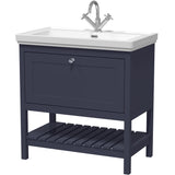 Old London Bexley 800mm Freestanding Vanity Unit & Basin, 1 Drawer Indigo Blue BEX327A