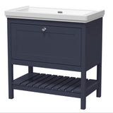 Old London Bexley 800mm Freestanding Vanity Unit & Basin, 1 Drawer Indigo Blue BEX327H