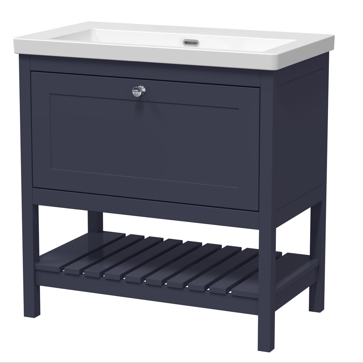 Old London Bexley 800mm Freestanding Vanity Unit & Basin, 1 Drawer Indigo Blue BEX327K