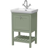 Old London Bexley 500mm Freestanding Vanity Unit & Basin, 1 Drawer Fern Green BEX823A